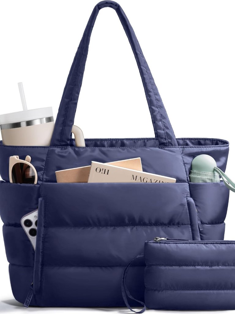 Puffer Tote Bag For Women, Lightweight Puffy Work Handbag Teacher Nurse Quilted